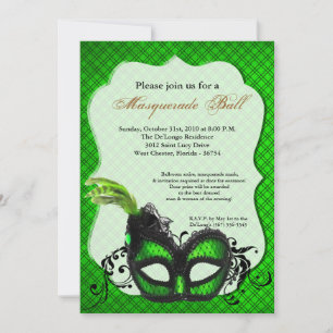 Invitación Lime Green Mascarada Mask Ball Costume Halloween