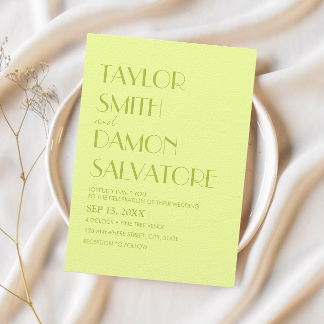 Invitación Lime Green Pastel colorido Retro Boda Tropical (Lime green wedding invitation)