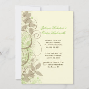 Invitación Lime Green Tan Ivory Swirls deja al Boda de Post