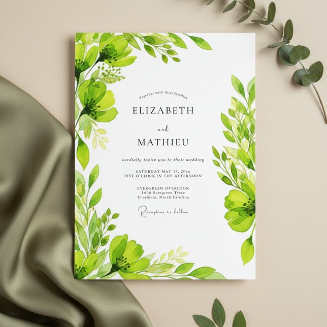 Invitación Lime Green Verdant Bloom Wedding (Subido por el creador)