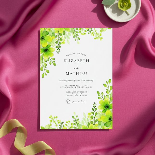 Invitación Lime Green Verdant Botanical Wedding (Subido por el creador)