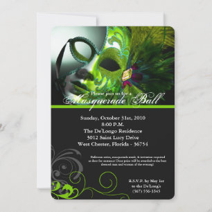 Invitación Lime Mascarada Máscara de pelotas Disfraces Hallow