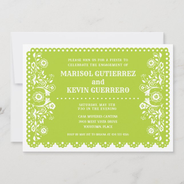 Invitación Lime Papel Picado Cinco de Mayo (Anverso)