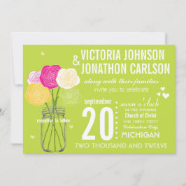 Invitación Lime Photo Ranunculus Rosa de tipografía moderna