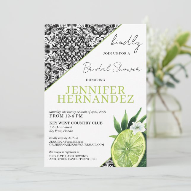 Invitación Lime Tile Bridal Shower (Anverso de pie)