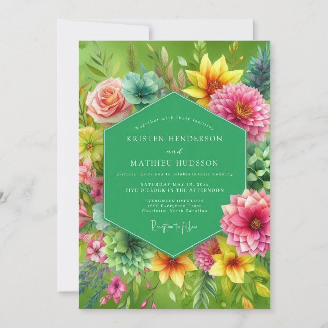 Invitación Lime Vibrant Bloom Wedding (Anverso)