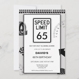 Invitación Límite de velocidad cumpleaños 65