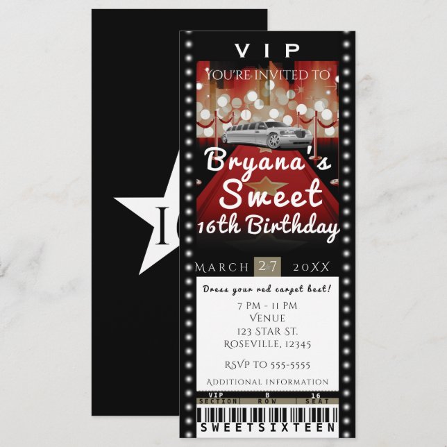 Invitación Limo en la noche de la ciudad Fiesta VIP Invitació (Anverso / Reverso)