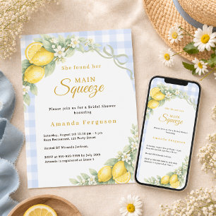 Invitación Limon a cuadros azul amorcito lazo Despedida de so