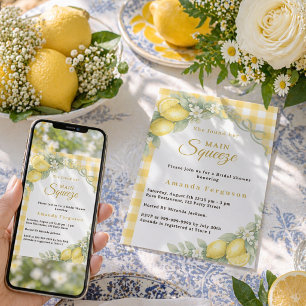 Invitación Limon a cuadros beso principal ducha de novia