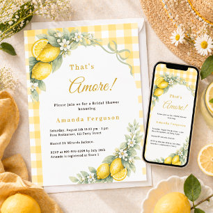 Invitación Limon a cuadros italiano amore lazo Despedida de s