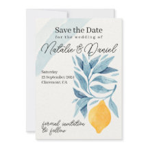 Limón con hojas azules ilustracion botánico