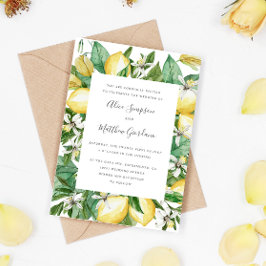 Invitación Limón de cítricos pintado y boda de acuarela de ho