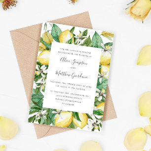 Invitación Limón de cítricos pintado y boda de acuarela de ho
