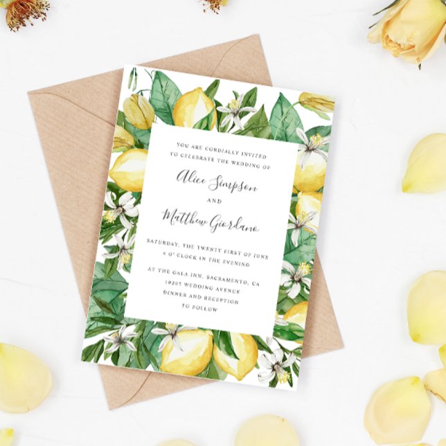 Invitación Limón de cítricos pintado y boda de acuarela de ho (Subido por el creador)