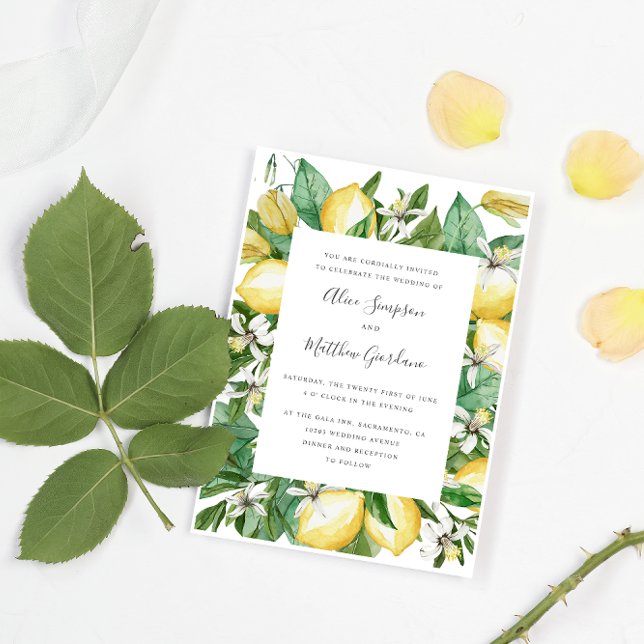Invitación Limón de cítricos pintado y boda de acuarela de ho (Subido por el creador)