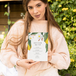 Invitación Limón de color de agua, menú Boda de flores blanca