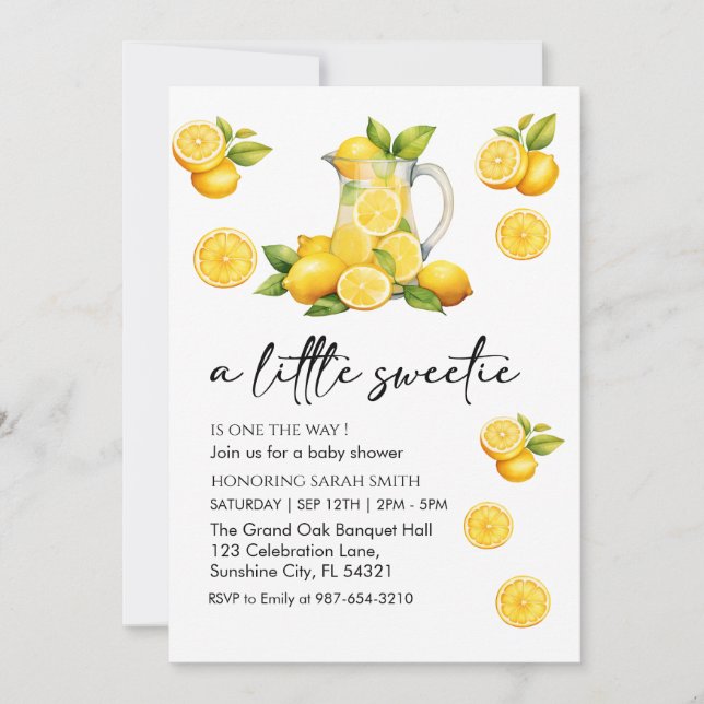Invitación limón limón de color agua lindo (Anverso)