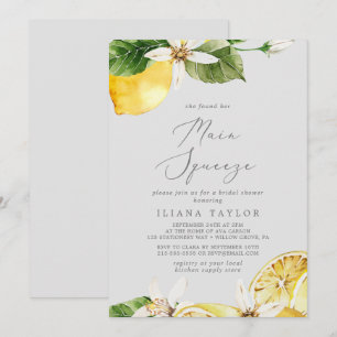 Invitación Limón moderno Ducha de Brigada Gris Main Squeeze