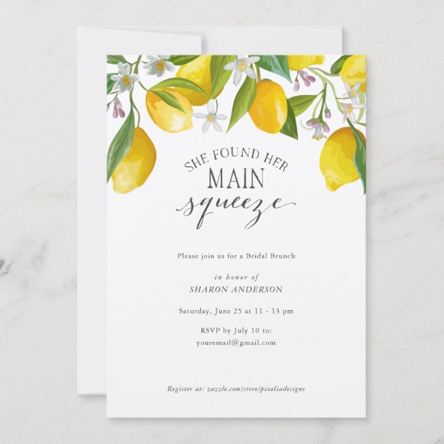 Invitación Limón Rústico encontró su aprieta principal, novia (Anverso)