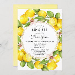 Invitación Limón sorbe y ve, conoce y saluda a la bebé