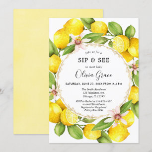 Invitación Limón sorbe y ve, conoce y saluda a la bebé