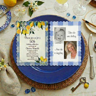 Invitación Limon y Cuadros Azules Cumpleaños 50