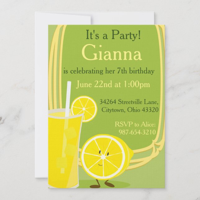 Invitación Limón y limonada (Anverso)
