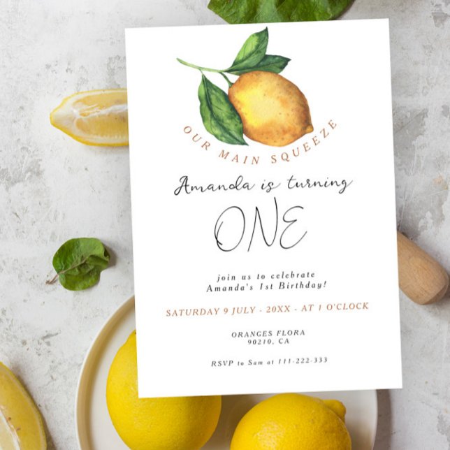 Invitación Limonada cítrico limón 1er cumpleaños (Subido por el creador)