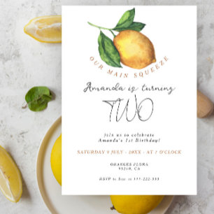 Invitación Limonada cítrico limón cumpleaños 2º