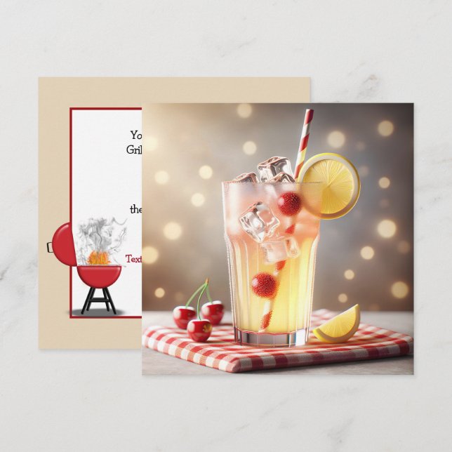 Invitación Limonada para fiesta de barbacoa de verano (Anverso / Reverso)