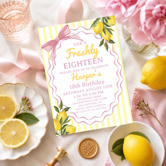 Invitación Limonada Rosa Amarilla Limón Temática Cumpleaños F (Subido por el creador)