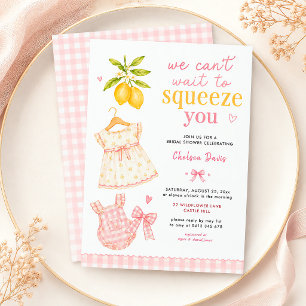 Invitación Limonada Rosa de Cuadros en Acuarela para Niña