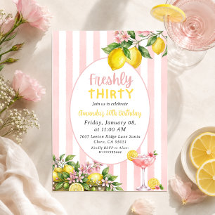 Invitación Limonada Rosa Fresca Limón Floral Cumpleaños 30