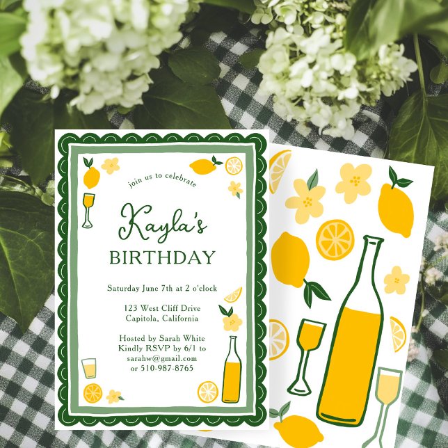 Invitación Limoncello Lemonade Lemons PERSONALIZADO PARTIDA C (Limoncello Lemonade Lemons CUSTOM BIRTHDAY PARTY Invitation
)
