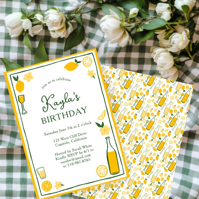 Invitación Limoncello Lemonade Lemons PERSONALIZADO PARTIDA C (Limoncello Lemonade Lemons CUSTOM BIRTHDAY PARTY Invitation
)