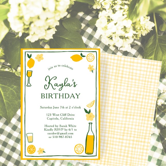 Invitación Limoncello Lemonade Lemons PERSONALIZADO PARTIDA C (Limoncello Lemonade Lemons CUSTOM BIRTHDAY PARTY Invitation
)