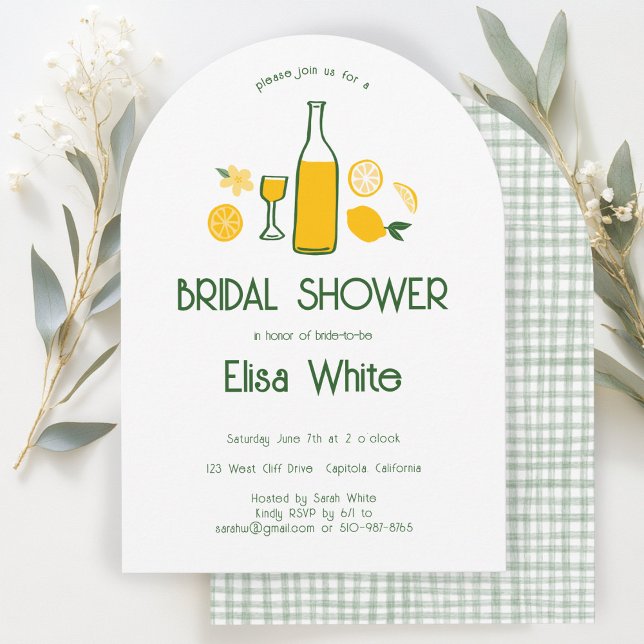 Invitación Limoncello Lemonade PERSONALIZADO Arch Bridal Show (Limoncello Lemonade CUSTOM Arch Bridal Shower Invitation
)