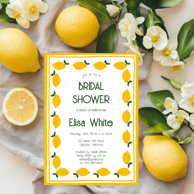 Invitación Limoncello Lemons PERSONALIZADO Cute Bridal Shower (Limoncello Lemons CUSTOM Cute Bridal Shower Invitation
)