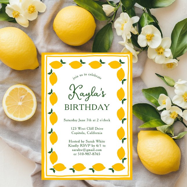 Invitación Limoncello Lemons PERSONALIZADO Cute FIESTA CUMPLE (Limoncello Lemons CUSTOM Cute Adult or Child BIRTHDAY PARTY Invitation
)