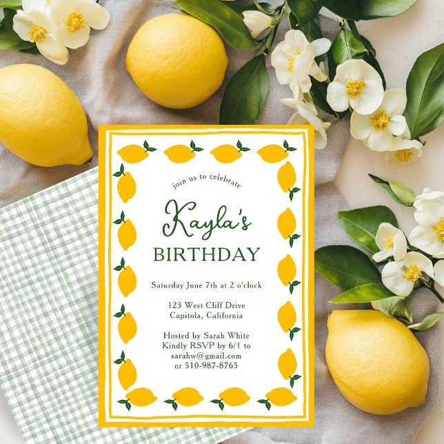 Invitación Limoncello Lemons PERSONALIZADO Cute FIESTA CUMPLE (Limoncello Lemons CUSTOM Cute BIRTHDAY PARTY Invitation
)