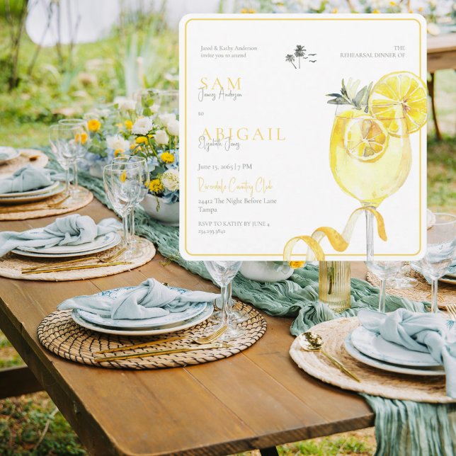Invitación Limoncello Tropical Rehearsal Dinner Square (Subido por el creador)
