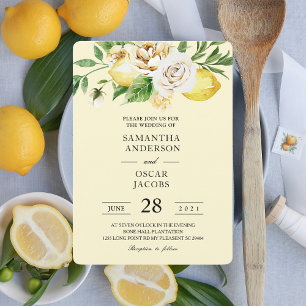 Invitación Limoncillos Amarillos Pastel Acuarela Moderna & Ho