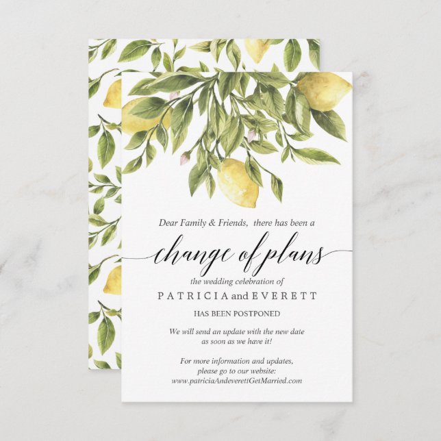 Invitación Limoneros de Verano y Cambios en los Planes de Bod (Anverso / Reverso)