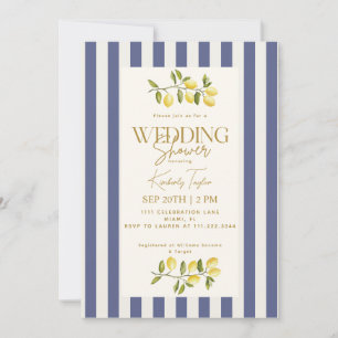 Invitación Limoneros Italianos Regalo de Boda con Rayas Azule