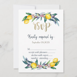 Invitación Limones acuarela aceitunas RSVP 