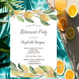 Invitación Limones Acuarela Botánica Puntos Jubilación
