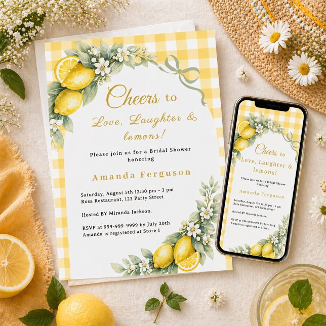 Invitación Limones aman la risa lazo de gingham Despedida de  (Subido por el creador)