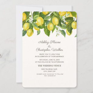 Invitación Limones Amarillos Boda Blanca