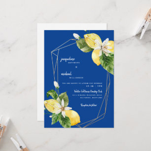 Invitación Limones Coloridos Azul Mediterráneo Moderno